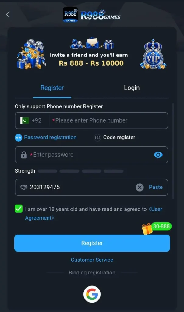 R988 Game Registration Process